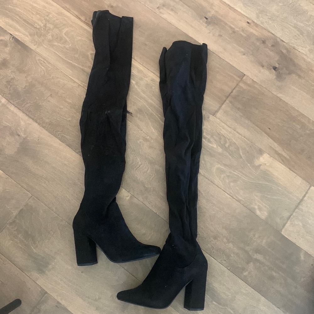 Size 7 black Nasty Gal over the knee boots